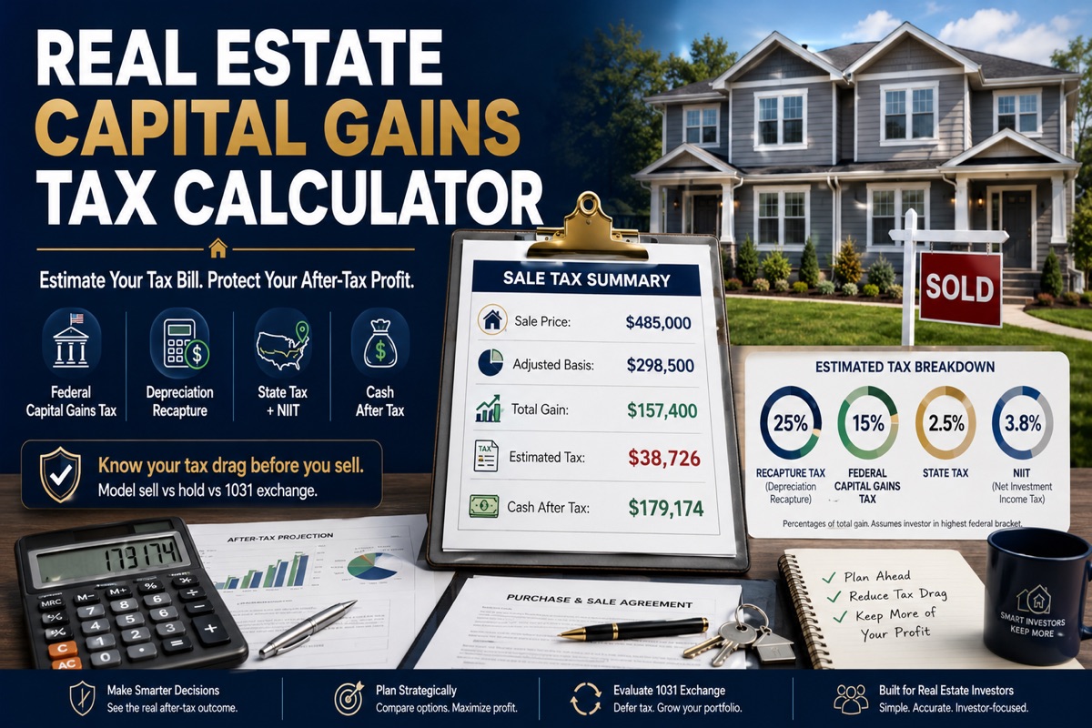 Capital Gains Tax Calculator — Real Estate Tax Guide (2026)