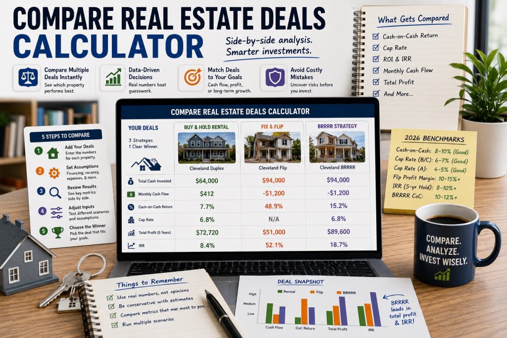 Compare Real Estate Deals — Rental vs Flip vs BRRRR Guide (2026)