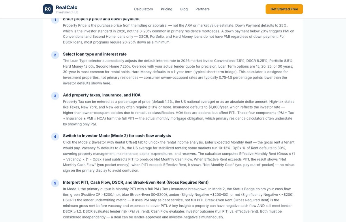 Educational content about investment property mortgage analysis and DSCR