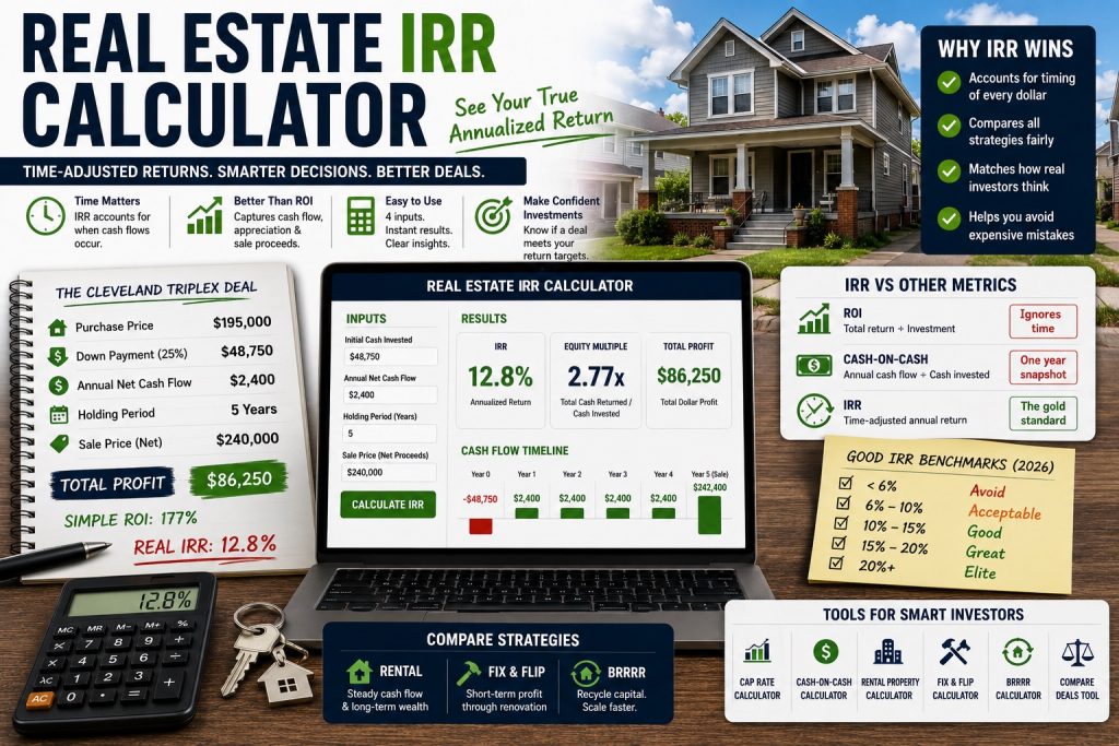 Real Estate IRR Calculator — Investment Return Over Time (2026)