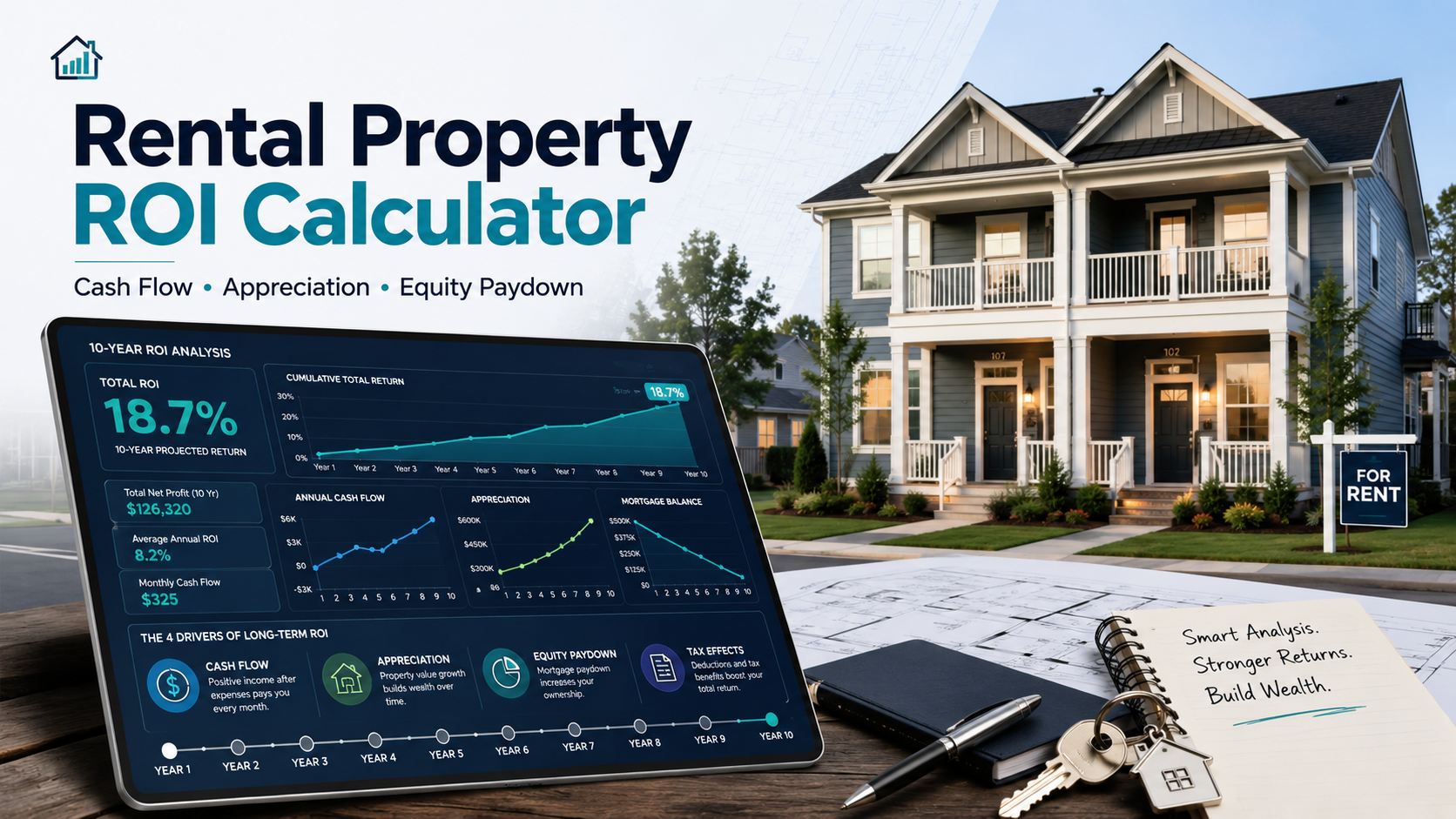 Rental Property ROI Calculator: Total Return Over 5, 10, and 20 Year Holds
