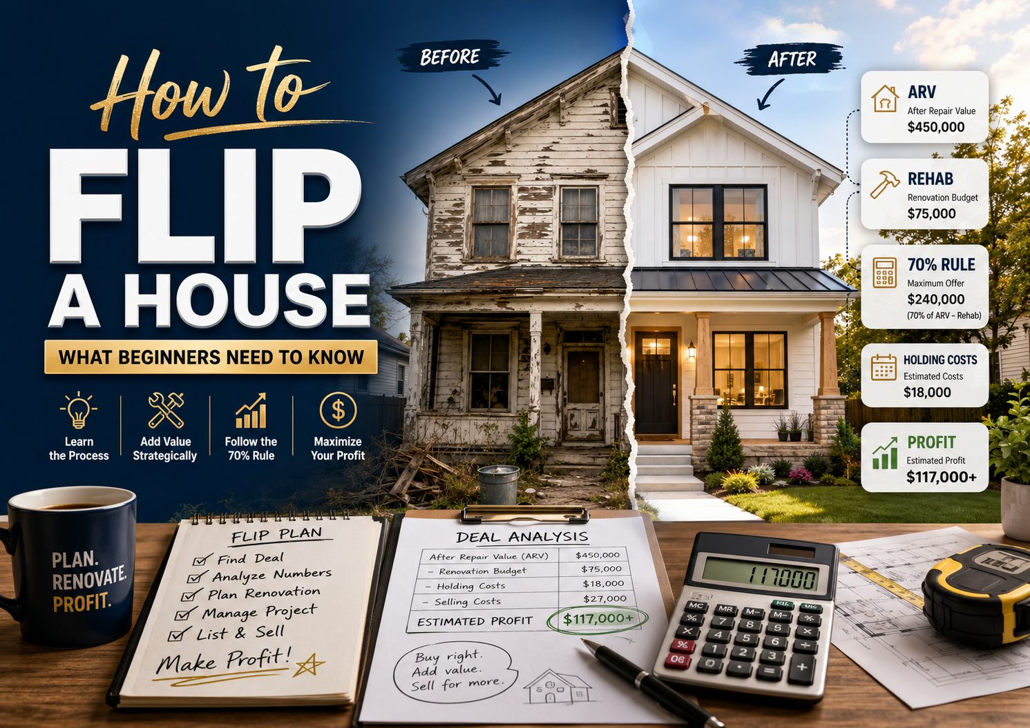 How to flip a house step by step - beginner guide with deal analysis