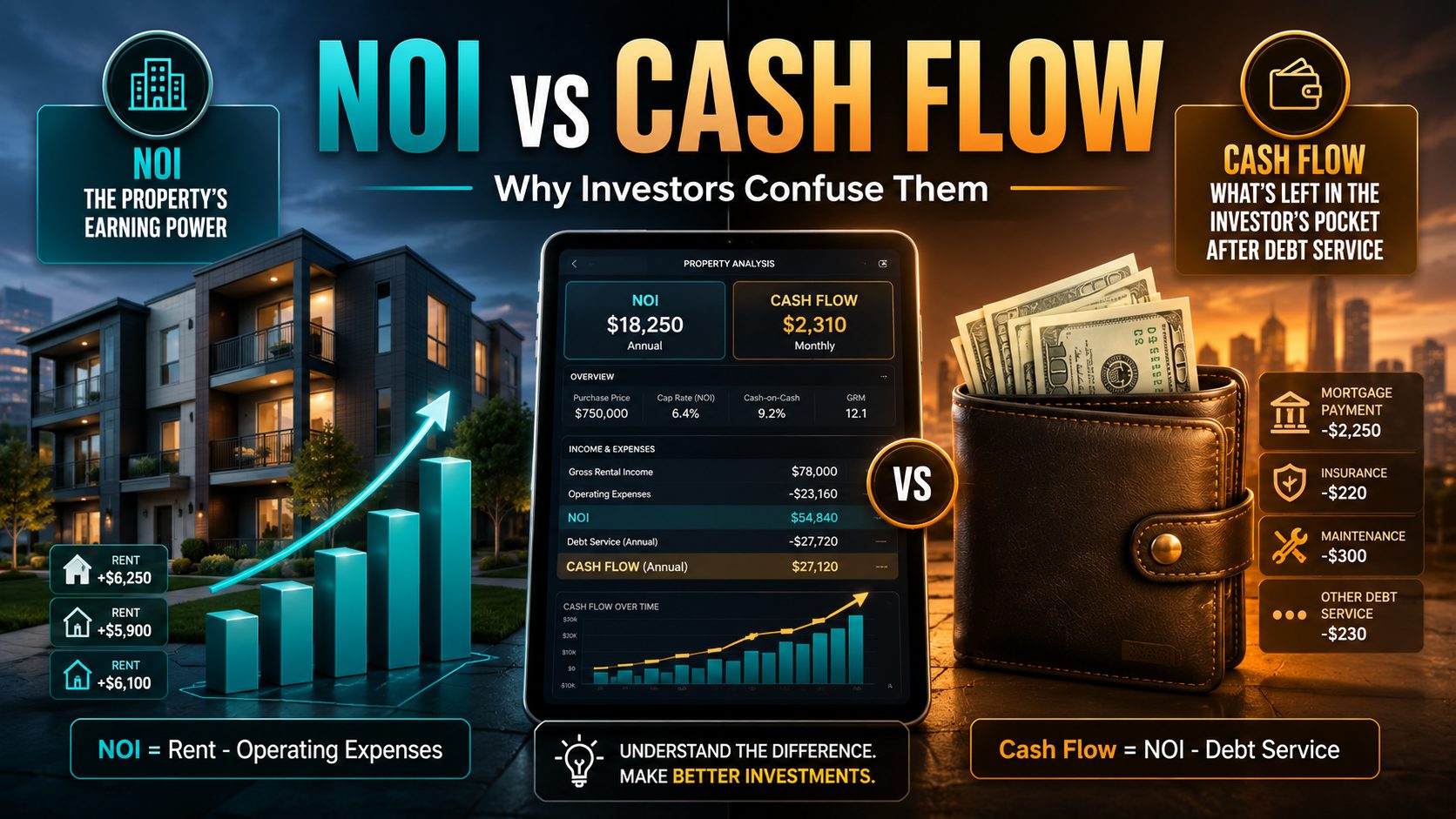 NOI vs cash flow - the critical difference every real estate investor must know