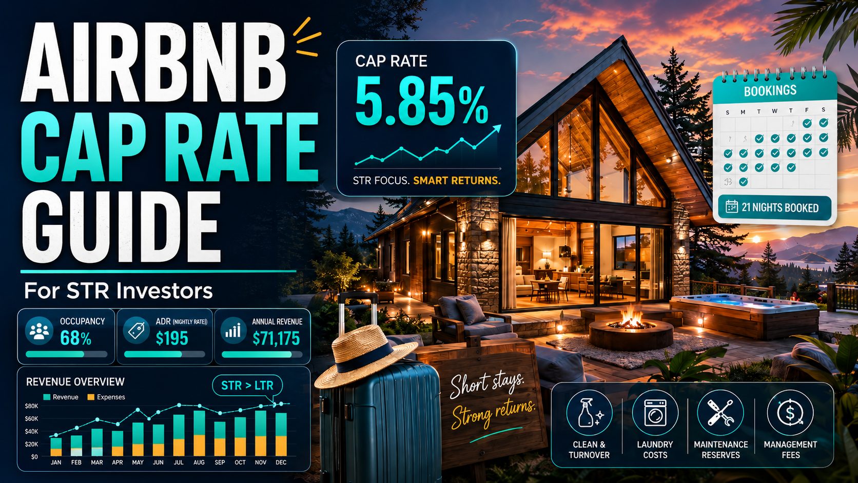 airbnb cap rate guide showing 5.85 percent return on STR investment