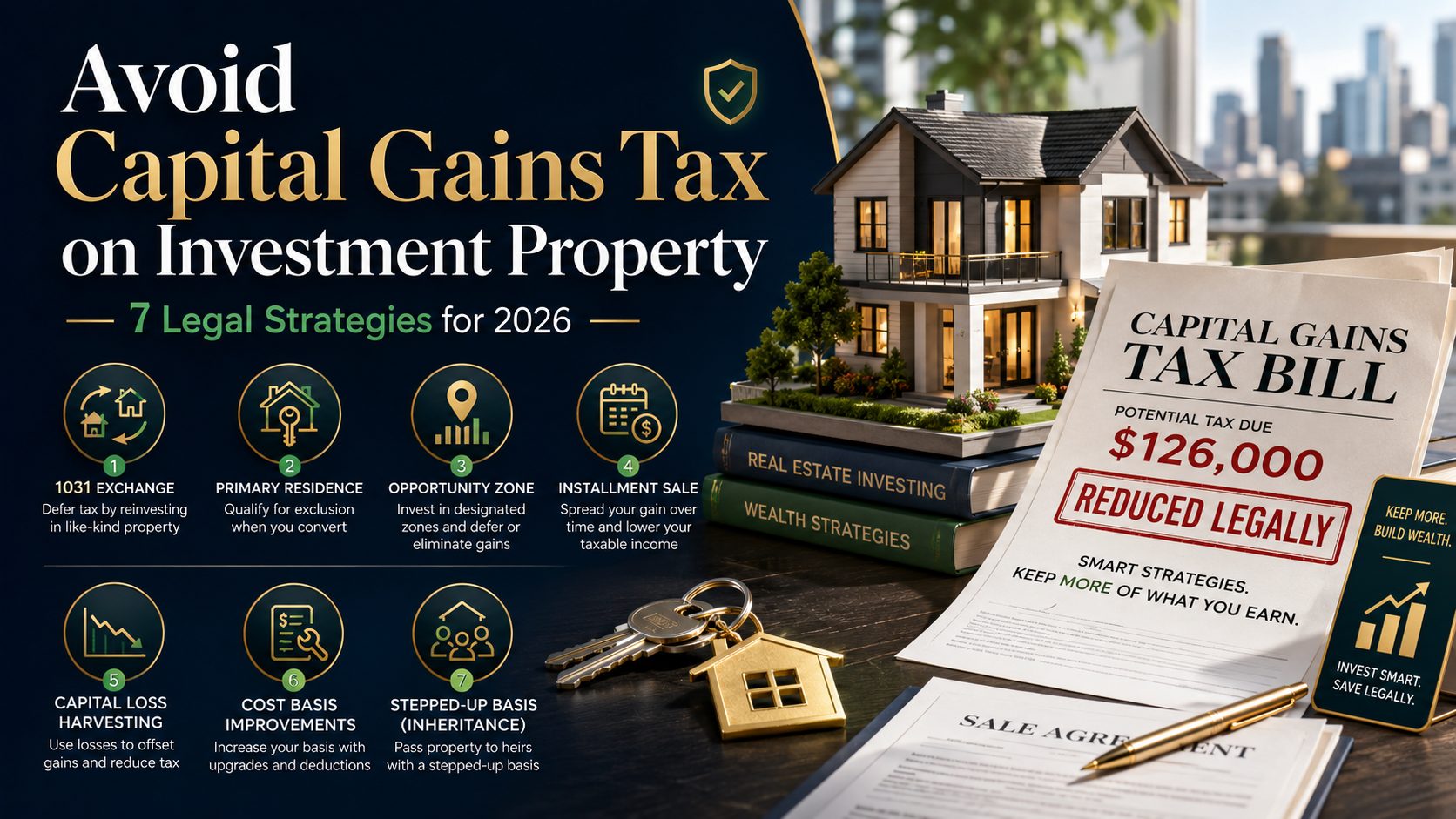 avoid capital gains tax on investment property with 7 legal strategies for 2026
