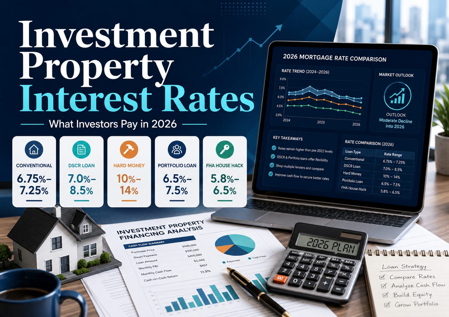 investment property interest rates by loan type conventional DSCR hard money FHA