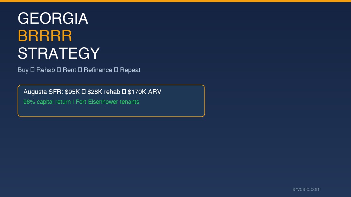 BRRRR Georgia strategy guide Augusta SFR 95K rehab 28K ARV 170K 96 percent capital return