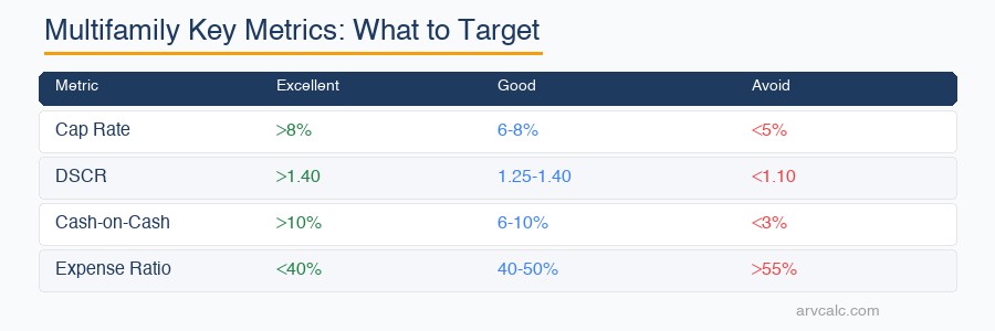 Key multifamily metrics target ranges