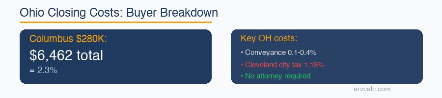 Ohio closing costs Columbus 280K buyer breakdown conveyance fee Cleveland transfer tax