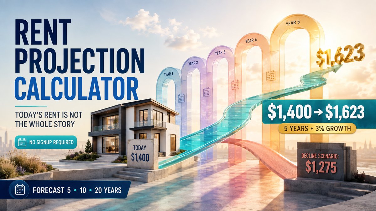 Rent projection calculator showing Memphis SFR 1400 rent projected to 1623 at 3% growth over 5 years with decline scenario 1275