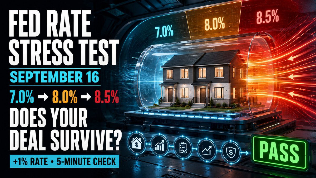 Fed rate stress test September 16 showing rental deal at 7.0% 8.0% 8.5% rates does your deal survive pass or fail