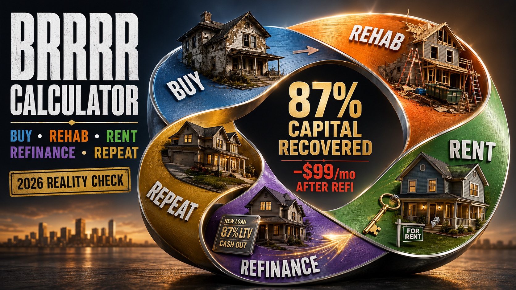 BRRRR calculator how to use — Cleveland SFR $120K purchase $30K rehab $190K ARV 87% capital recovery step by step