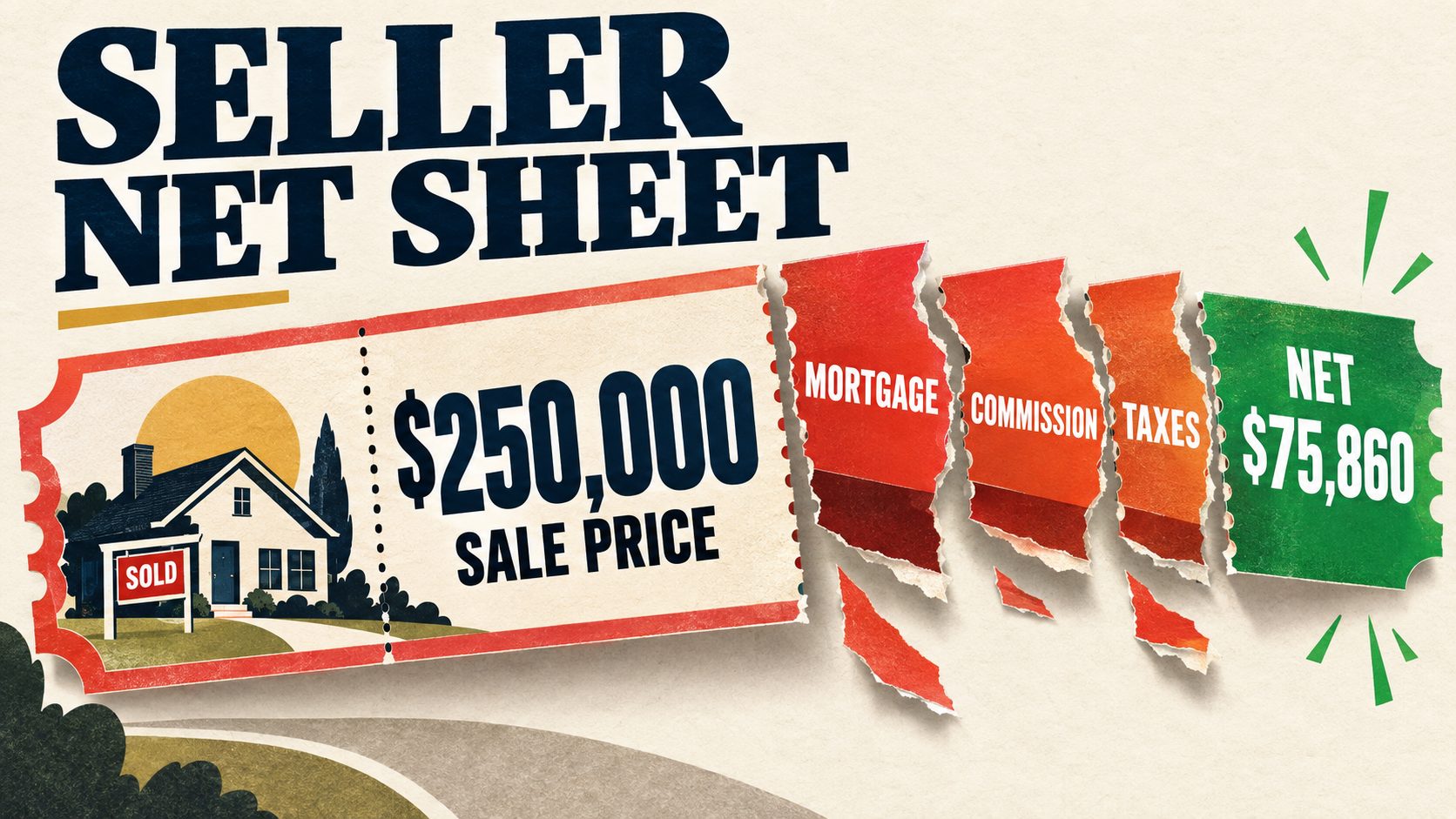 Seller net sheet calculator — how to calculate net proceeds from property sale commission closing costs taxes 2026