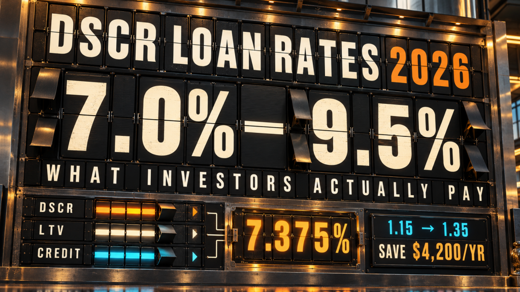 DSCR loan rates 2026 from 7.0 to 9.5 percent based on LTV credit and DSCR ratio