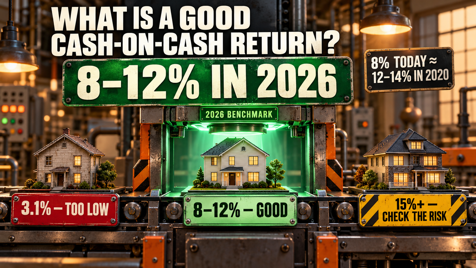 What is a good cash on cash return 8-12 percent in 2026 benchmark showing 3.1 percent too low 8-12 percent good and 15 percent check the risk